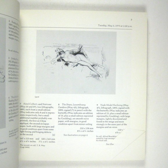 Sotheby Parke Auction Catalog May 1975 Old Master Prints 19th 20th Century 3755 - Picture 3 of 8